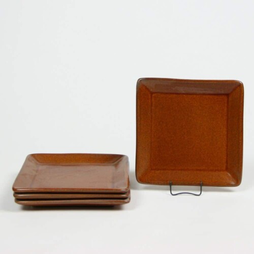 Copper Clay Square Appetizer Plate Set of Four Emerson Creek Pottery