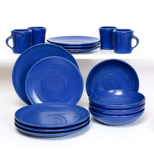 American Blue Craftline Dinner Plate Set for Four Emerson Creek Pottery