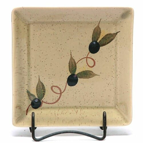 Tuscan Olive Square Appetizer Plate Set of Four Emerson Creek Pottery