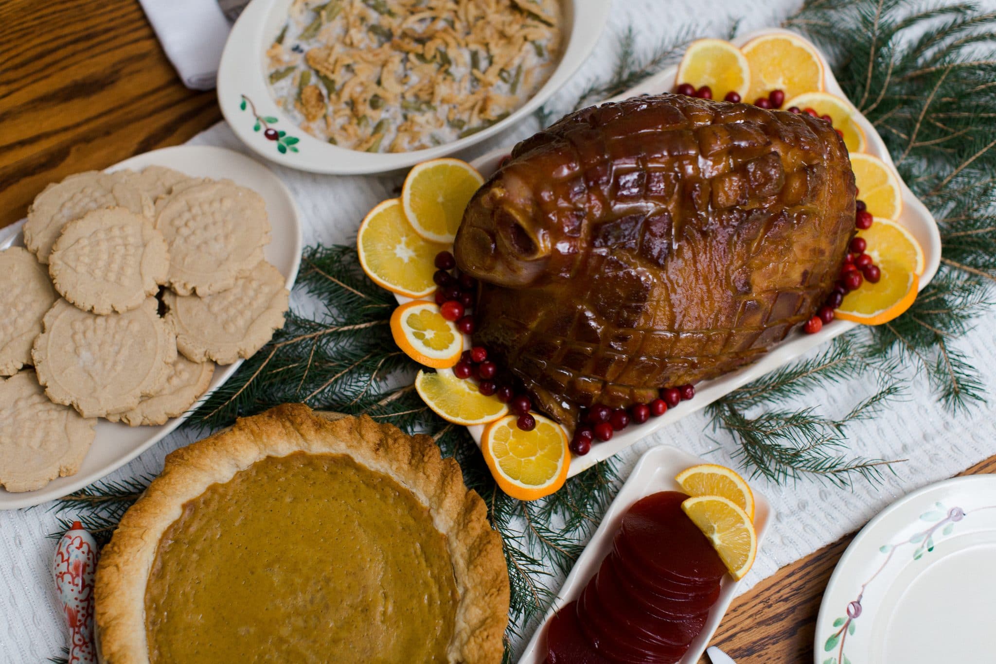 Christmas table setting with Emerson Creek Pottery