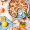 Cinnamon Rolls in Brookline Baker with Oranges