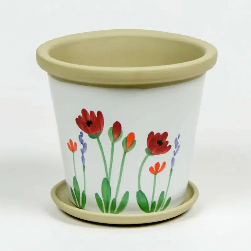 Red Poppy Flower Pot