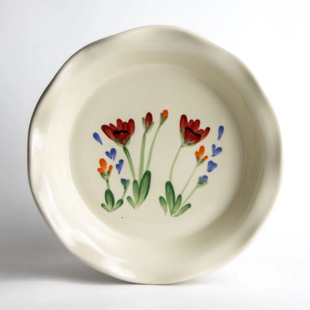 Red Poppy Frilly Pie Plate