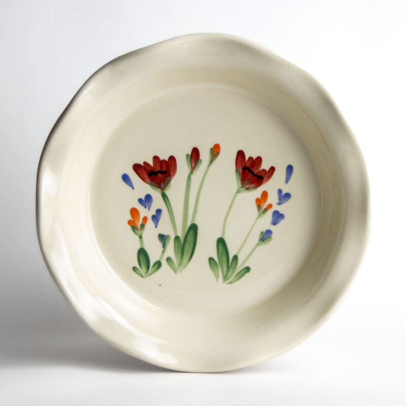 Red Poppy Frilly Pie Plate