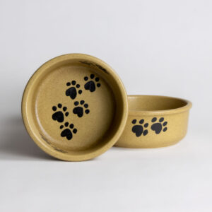 Small Classic Pet Bowl Sets: Go Green Earthware Walking Paws