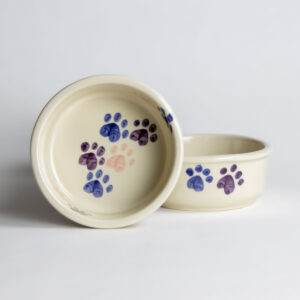 Small Classic Pet Bowl Sets: Pink Walking Paws