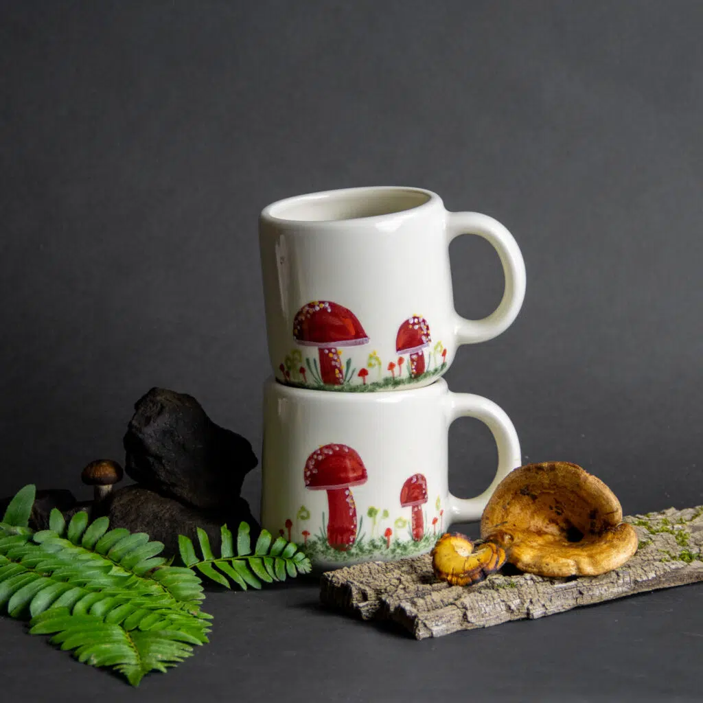 2026 Handmade Pottery Spring Gift Guide 10 Woodland Mushroom Signature Mug Ferns