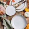 Ivory Brookline Dinnerware Fall with Pumpkins and Leaves
