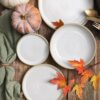 Ivory Brookline Dinnerware Fall with Pumpkins and Leaves