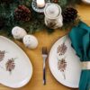 Pinecone Oval Tray Salt Pepper Shaker and Coupe Dinner Plates
