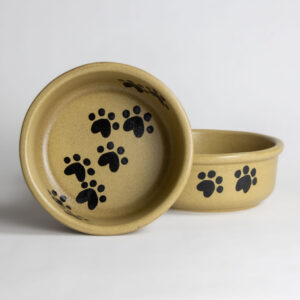 Large Classic Pet Bowl Sets: Go Green Earthware Walking Paws