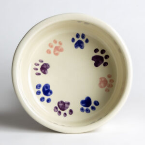 Large Classic Pet Bowls: Pink Round Prints