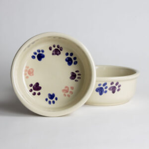 Large Classic Pet Bowl Sets: Pink Round Prints