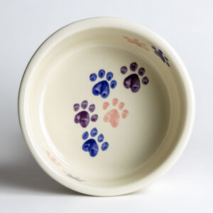 Large Classic Pet Bowls: Pink Walking Paws