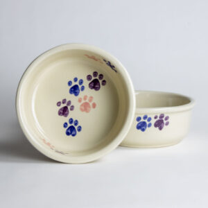 Large Classic Pet Bowl Sets: Pink Walking Paws