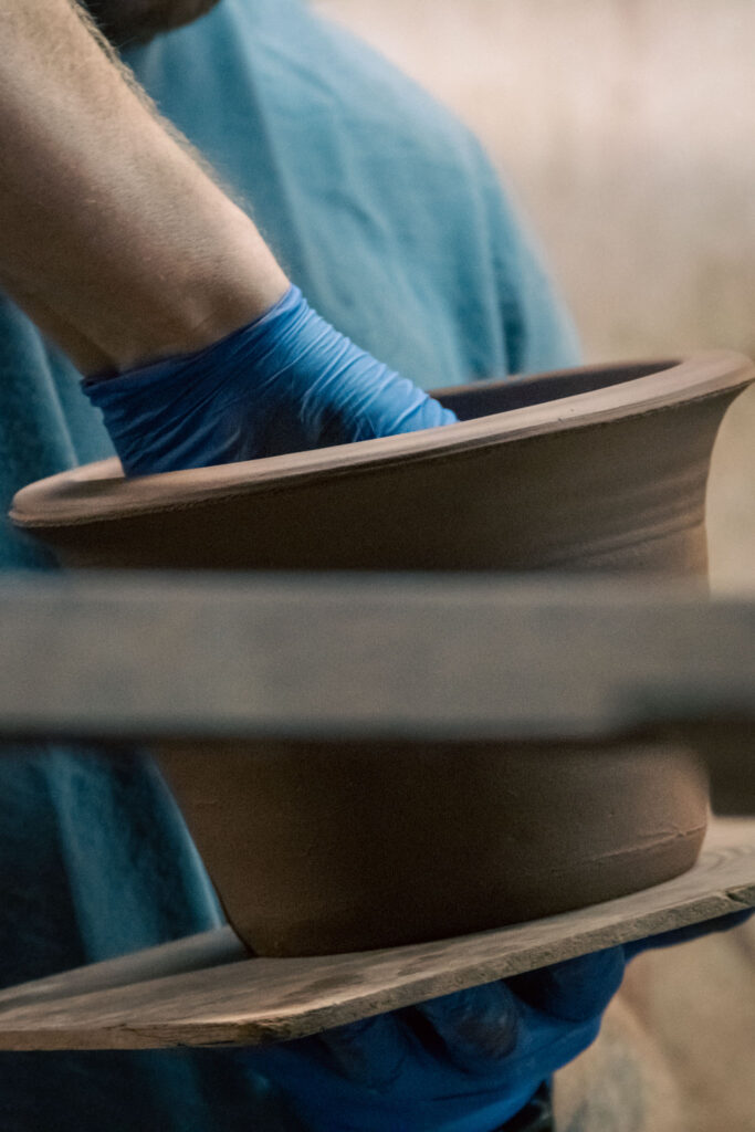 Hand Making Ceramic Pot Press