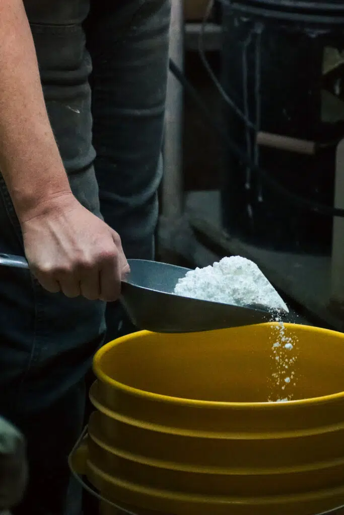 Hand Mixing Raw Materials