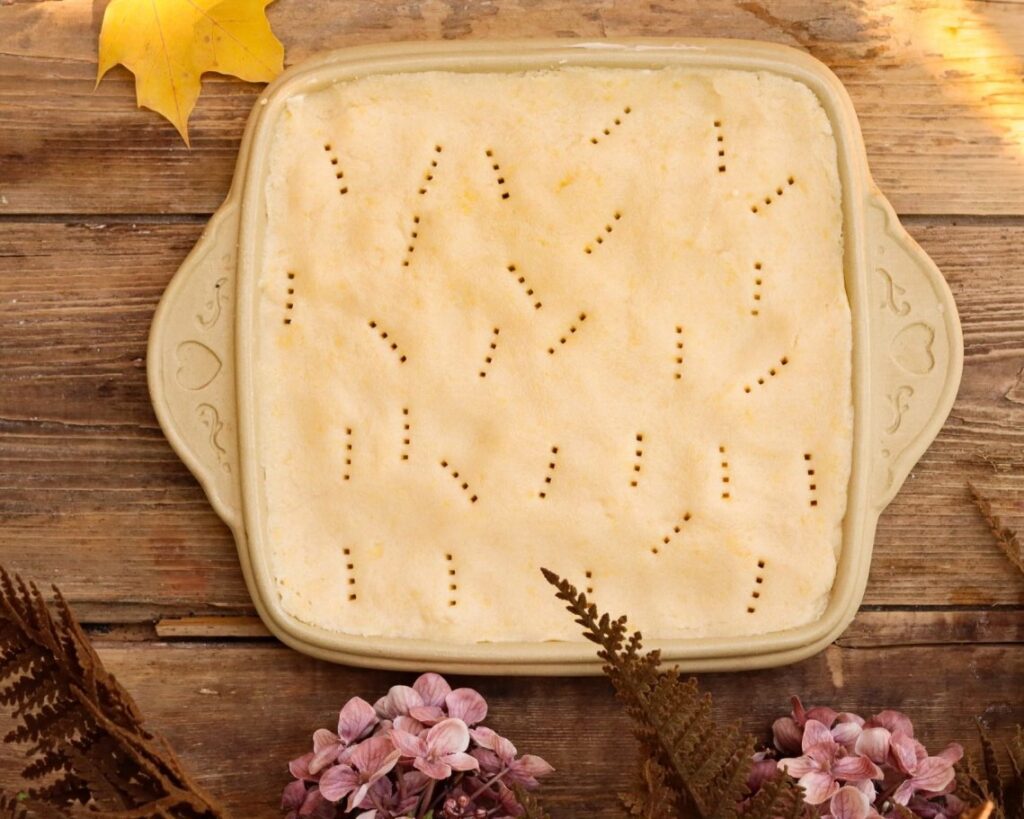 Millionaires Shortbread Dough in Pan